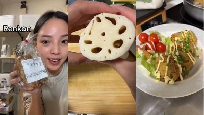 Diera Nathania Bagikan Cara Mengolah Makanan Populer Jepang, Renkon (Akar Teratai) Menjadi Sandwich Daging!